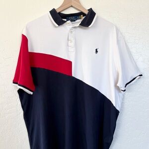 Ralph Lauren Men’s White, Navy & Red Colorblock Polo